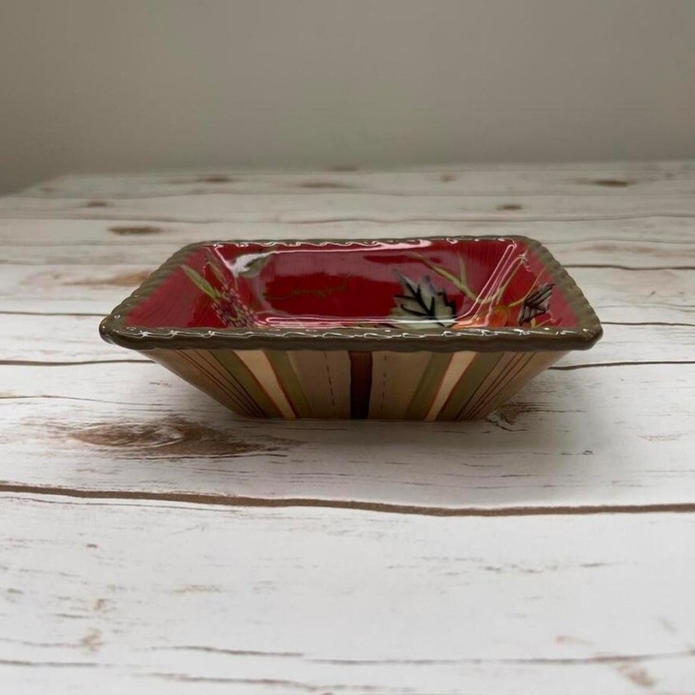 Tracy Porter Octavia Hill Collection Rectangular Dish Red Fruit Stripe Vintage